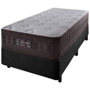 Cama Box Solteiro Solteiro Preto + Colchão Molas Orlando 96