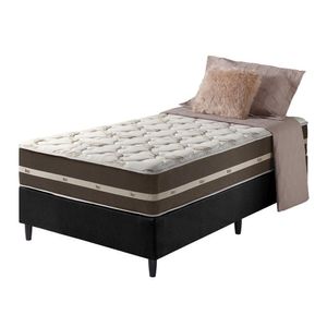 Cama Box Solteiro King Preto + Colchão Molas Ensacadas Las V