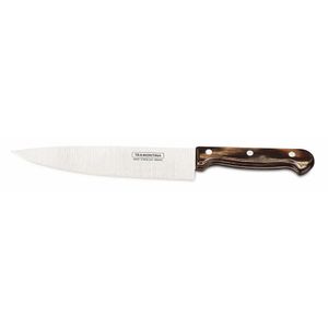 Faca Chef Tramontina Polywood Com Lâmina Em Aço Inox E Cabo De Madeira Castanho 8" Tramontina