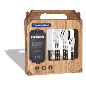 Faqueiro Tramontina Polywood Inox E Cabos De Madeira 24pçs