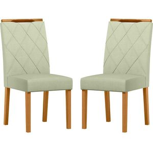 Conjunto Com 2 Cadeiras De Jantar Estofada Sarah Ypê Linho Palha Ln04