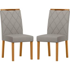 Conjunto Com 2 Cadeiras De Jantar Estofada Sarah Ypê Animalle Marfim Wd25