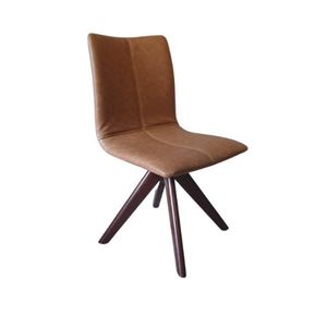 Cadeira De Jantar Andy Giratória Revestida Em Tecido Courino Caramelo Cor Marrom