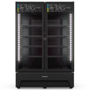 Expositor De Bebidas Porta Dupla Vbm3ah Metalfrio Expositor 1257 Litros All Black 220v