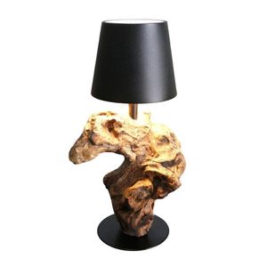 Abajur / Luminária De Mesa O'thentique Portátil Modelo Sera Raíz Preto