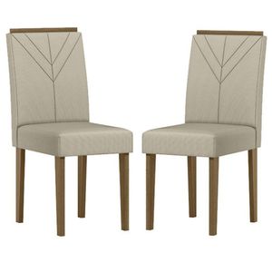 Cadeira Para Mesa De Jantar Amanda Kit 2 Peças Imbuia Veludo Nude - New Ceval