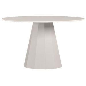 Mesa De Jantar 135x135 Cm Isis Com Vidro Off White - New Ceval