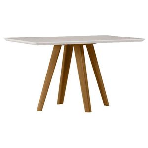 Mesa De Jantar 135x90 Cm Mariah Com Vidro Ype Off White - New Ceval