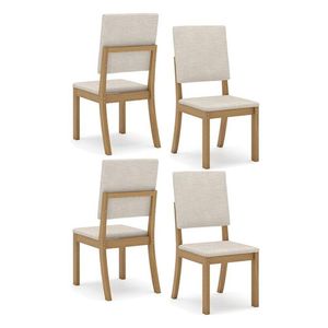 Cadeira Para Mesa De Jantar Milla Kit 4 Peças Nature Linho - Henn