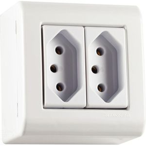 Caixa De Sobrepor Com 2 Tomadas 2p+t 10 A 250 V Tramontina Lizflex Branca Tramontina