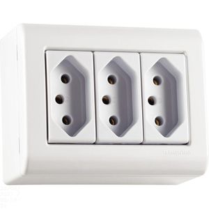 Caixa De Sobrepor Com 3 Tomadas 2p+t 10 A 250 V Tramontina Lizflex Branca Tramontina