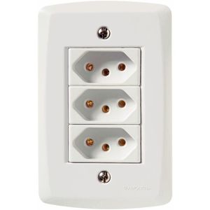 Conj 4x2 3 Tomadas 2p+t 10 A 250 V Tramontina Lux2 Branco