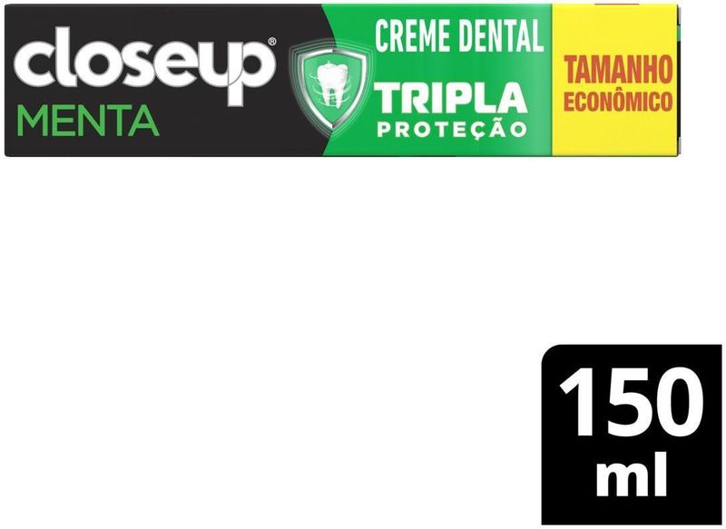 Creme-Dental-Com-Fluor-e-Calcio-Menta-Closeup-Tripla-Protecao-Caixa-150g-Tamanho-Economico
