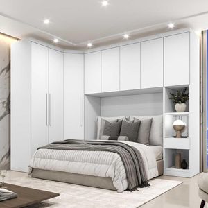 Guarda Roupa Modulado   8 Portas Em Mdf Clic Móveis Branco