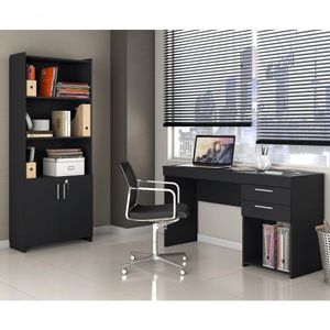 Escritório Compacto 2 Peças Office Preto Notável Móveis