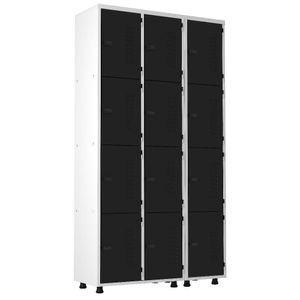 Armário Roupeiro Aço 12 Portas Academia Guarda Volume Trinco Preto
