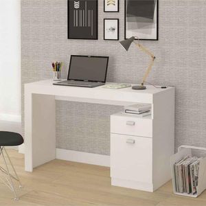 Escrivaninha Home Office Multiuso 1 Gaveta E 1 Porta Melissa Permobili Branco Branco