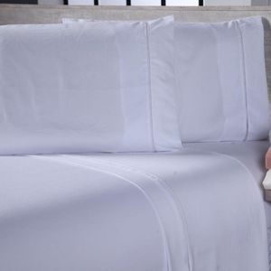 Jogo De Cama Lençol Sofist Ponto Palito 400 Fios Toque Macio Casal King 04 Peças - Branco