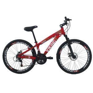 Bicicleta Freeride Aro 26 Freio Disco 21V Vermelho Viking X