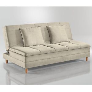 Sofá Cama Vegas 185cm Pé De Madeira Talento Móveis Bege