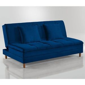 Sofá Cama Vegas 185cm Pé De Madeira Talento Móveis Azul