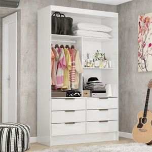 Closet De Casal Sevilha Com 6 Gavetas Carioca Móveis Branco
