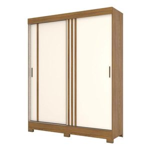 Guarda Roupa Solteiro B353 Nature Off White Cinza Flex - Briz Móveis