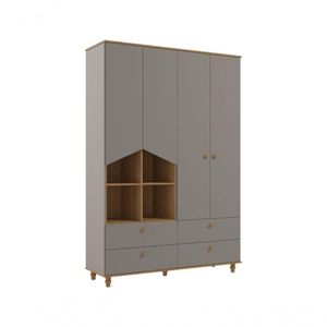 Guarda Roupa Infantil Casinha 4 Portas 4 Gavetas 100% Mdf Permobili Fendi/nature Fendi/nature