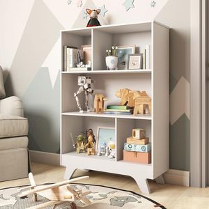 Estante Infantil Com Nichos 100% Mdf Retrô Móveis Peroba Branco Brilho Branco Brilho