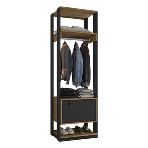 Guarda Roupa Modulado Titan Com Porta Preto Freijó - Móveis Leão