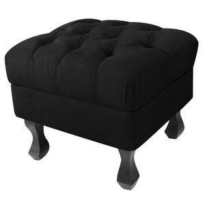 Puff Baú Retrô Luis Xv Suede Preto D´rossi