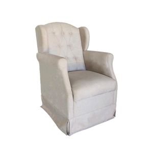 Poltrona Amamentação Com Balanço E Puff Nina Suede Bege