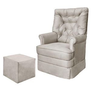 Poltrona De Amamentação Com Balanço E Puff Reto Alana Cor Suede Bege Phoenix Baby