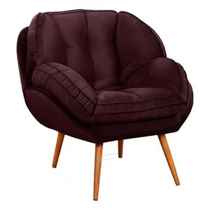Poltrona Com Pés Palito évora Suede Veludo Marsala Konfort