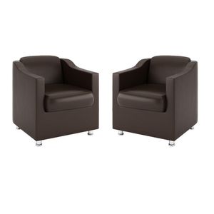 Kit 2 Poltronas Para Recepção Clínica Médica Courino Marrom