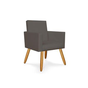 Poltrona Decorativa Cadeira Escritório courino Cinza