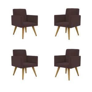 Kit 04 Poltronas Decorativa Para Recepção Marrom