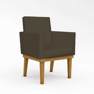 Poltrona Decorativa Base + Reforçada Tecido Courino marrom