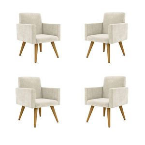 Kit 04 Poltronas Decorativa Para Recepção Bege