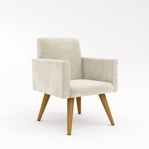 Poltrona Nina Escritório Recepção Pés Palito - Balaqui Decor Cor:bege