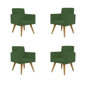 Kit 04 Poltronas Decorativa Para Recepção Verde