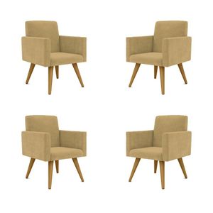 Kit 04 Poltronas Decorativa Para Recepção Capuccino