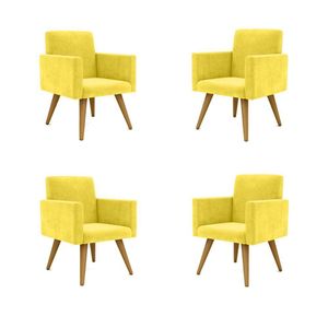 Kit 04 Poltronas Decorativa Para Recepção Amarelo