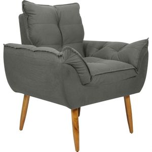 Poltrona Decorativa Tóquio 1 Lugar Suede Cinza Matrix