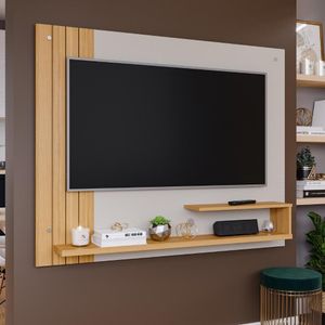 Painel Para Tv Até 50'' Com Prateleira E Nicho Dunas Permobili Off White/Nature Off White/Nature