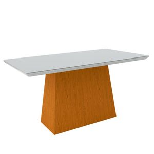 Mesa De Jantar 6 Lugares Tampo De Madeira Com Vidro 1,60cm