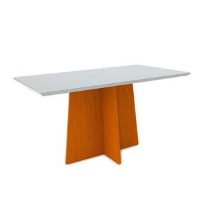 Mesa De Jantar 1,60m 6 Lugares Tampo De Vidro Ypê Off White
