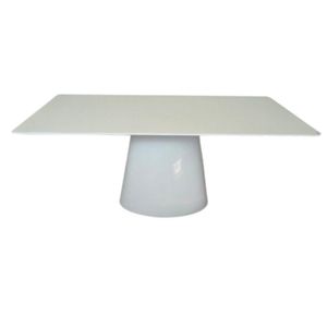 Mesa De Jantar Cone Retangular 140x90 Cm Base Oval Branca