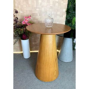 Mesa de Apoio Cone em Madeira Natural Tampo 60cm 70cm Marrom
