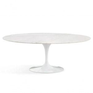 Mesa De Jantar Oval 120X80cm Mármore Branco